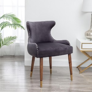 CAVINAS Modern Velvet Accent Chair with Nailhead Trim,Button Tufted Back Lounge Chair,Solid Rubberwood Legs Living Room Armchair - 1 of 4