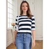 INSPIRE CHIC Women's Stripes Casual Basic Elbow Sleeves Boat Neck Slim Fit T-Shirts - 3 of 4