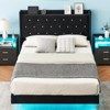 Flannel Upholstered Floating Bed Frame with LED Light, Storage Headboard, Noise Free Sturdy Metal Structure Platform - 3 of 4