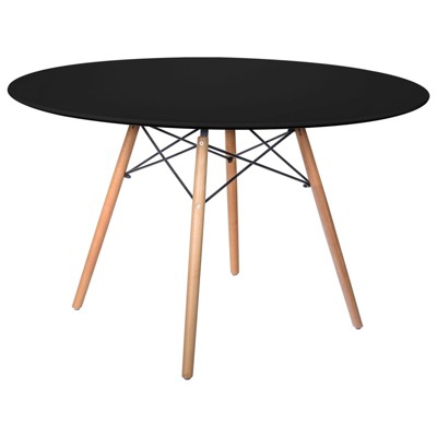 LeisureMod Dover Round Dining Table with Eiffel Base for Kitchen & Dining Room