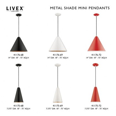 Shiny Black and Gold Mini Pendant Light with Metal Shade