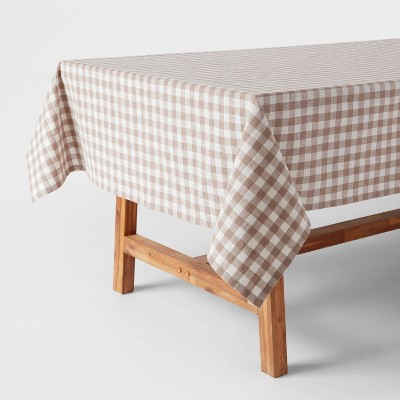 Cotton Gingham Tablecloth Taupe - Threshold™