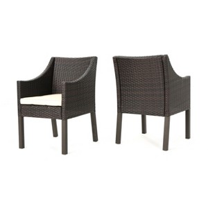 Christopher Knight Home Antibes Outdoor Wicker Dining Chairs with Cushion (Set of 2) - 1 of 4