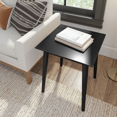 Black Pine Wood Mid Century Modern Square Side Table
