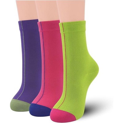 SERISIMPLE Women Rayon Bamboo Thin Vivid Color Super Soft Stretchy Crew Socks Yellow Medium 3 Pairs