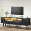 HDZNVF Wood TV Stand with Power Outlets, Modern Entertainment Center for TVs Black 59in W - 2 of 4