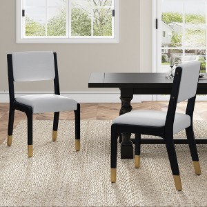 Set of 2 Dining Chairs, Modern Farmhouse Accent Chairs with Rubber Wood Legs, Linen Kitchen Chairs Side Chairs - ModernLuxe - 1 of 4