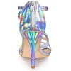 Allegra K Women's Open Toe Strappy Ankle Strap Back Zip Stiletto Heel Sandals - 3 of 4