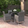 vidaXL Patio Dining Set Outdoor Table and Chair Set Poly Rattan and Glass - Gray 31.5" Table Length 4 Items - 2 of 4
