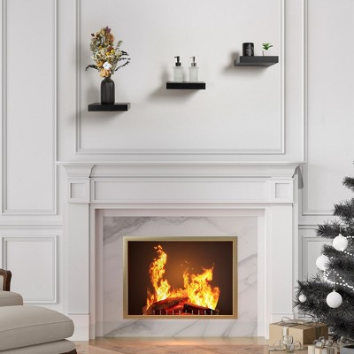 Black MDF Floating Wall Shelves for Living Room