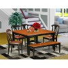 HomeStock 6-Piece Square Black & Cherry Finish Solid Wood Top dining Table with 1-Bench and 4-Chairs - 2 of 4