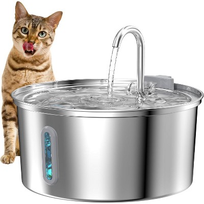 Stainless Steel Pet Water Fountain with 6 Filters Included, Automatic Water Dispenser Bowl with 3 Sponges