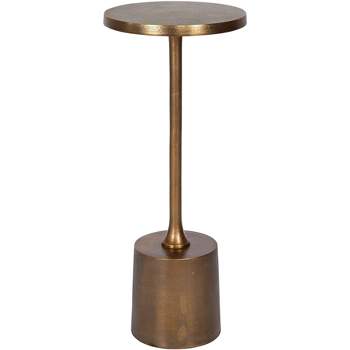 Uttermost Modern Aluminum Round Drink Table 10" Wide Textured Gold for Living Room Bedroom Bedside Entryway House Office Bathroom