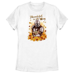 Women's Star Wars: The Mandalorian Grogu and Din Djarin Thankful is the Way T-Shirt - 1 of 4