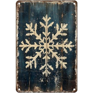 Lomsoe Vintage Snowflake Metal Sign Winter Tin Signs Wall Art Holiday Wall Decor Christmas Decor Christmas Gift 8x12Inch - 1 of 1