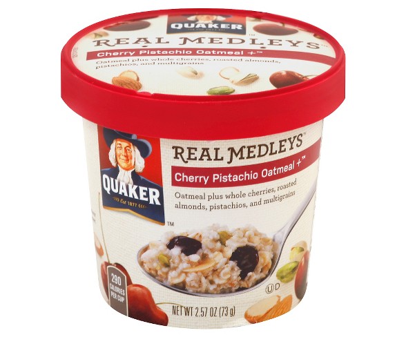 Quaker Real Medleys Cherry Pistachio Oatmeal 2.57oz Cup