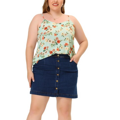 Agnes Orinda Women's Plus Size Cami Tank Top Adjustable Strap Velvet  Camisole Peplum Top