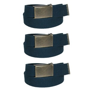 CTM Men's Fabric Belt with Brass Flip Top Buckle (Pack of 3) - 1 of 4