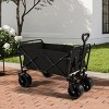 YONWAY Collapsible Folding Beach Wagon Cart with 220Lbs Capacity,with Big Wheels and Adjustable Handle,for Sand,Garden,Camping,Outdoor,Black - 2 of 4