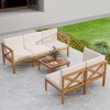 Costway 6 PCS Acacia Wood Patio Furniture Set with Cushions and Coffee Table for Garden - 4 of 4