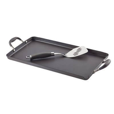 Anolon Advanced 2pc Hard Anodized Nonstick Double Burner Griddle with Mini Turner Set Gray
