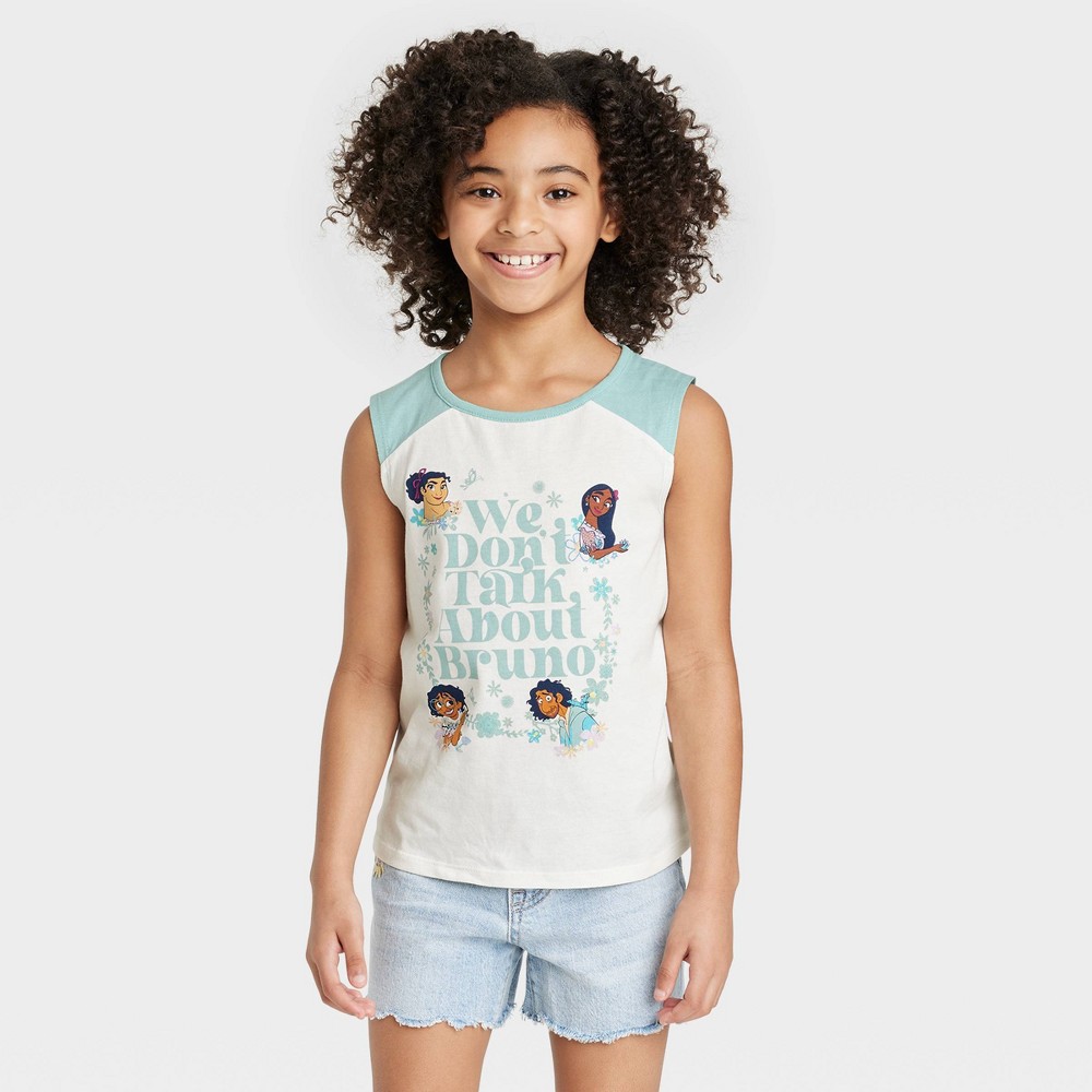 Girls' Encanto Raglan Tank Top - Off White S size M(7-8)