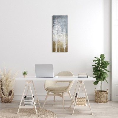 Tall White Tree Line Abstract Canvas Wall Art