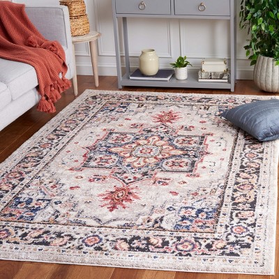 Luna Beige and Black Synthetic Rectangular Area Rug