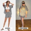 EXLURA Womens Summer 2 Piece Sets Casual Short Sleeve Striped Shirts Shorts Matching Sets Vacation Cruise Beach Outfits 2025 - 2 of 4