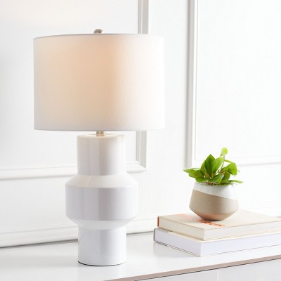 Javert 20.5" White Ceramic Geometric Table Lamp