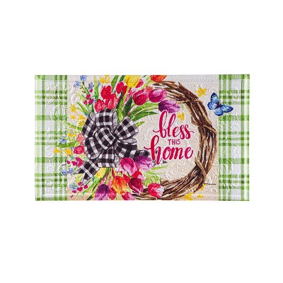 Spring Florals Wreath Embossed Floor Mat