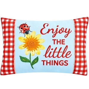 The Lakeside Collection Ladybug Embroidered Accent Pillows - Enjoy the Little Things - 1 of 3