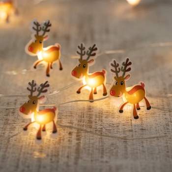 Northlight Battery Operated Reindeer Christmas Light Set - Warm White LED - 6' Clear Wire - 20ct