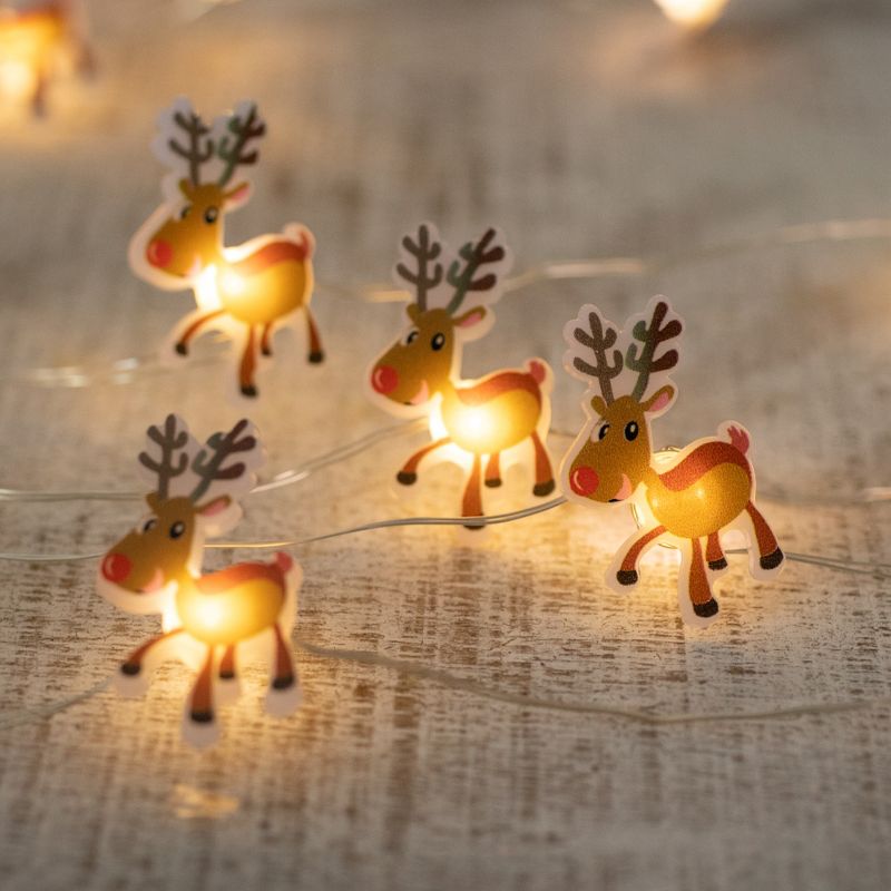 Northlight Battery Operated Reindeer Christmas Light Set - Warm White LED - 6' Clear Wire - 20ct, 1 of 4
