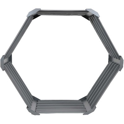 Gray Powder-Coated Steel Hexagon Raised Garden Bed Kit