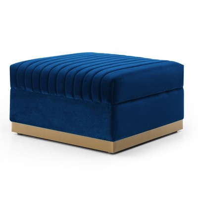 Nicbex Ottoman Bench Contemporary Tufted Velvet Ottoman Foot Rest for Living Room, Blue