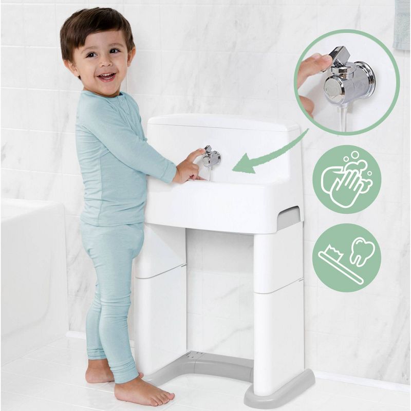 Delta Children PerfectSize 3-in-1 Convertible Sink, Step Stool and Bath Toy for Toddlers/Kids&#39; Perfect For Potty Training - White/Gray, 3 of 16
