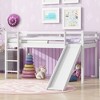Okak Twin Loft Bed with Slide & Ladder,Rubberwood Bunk Beds Twin with Safety Rails & Play Space Under Bed,Low Loft Bed for Kids - 3 of 4