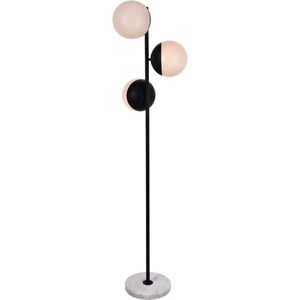 Elegant Lighting Eclipse 3 Lights Black Floor Lamp With Frosted White Glass - 1 of 4