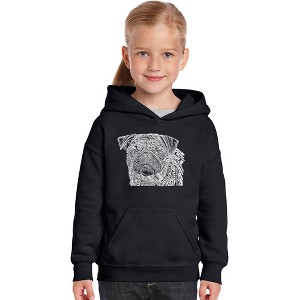 LA Pop Art Girl's Word Art Hooded Sweatshirt - Pug Face - 1 of 4