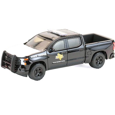 2023 Chevrolet Silverado Pickup Truck "Texas Highway Patrol" Black with White Hood 1/64 Diecast Model Cars by Greenlight
