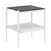 MaseiKar Set of 2 Rectangle End Table, Tempered Glass Tabletop with MDF layer, Modern Table for Living Room , Gray Glass - 3 of 4