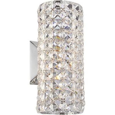 Vienna Full Spectrum Cesenna Modern Wall Light Sconce Chrome Hardwire 4 3/4" Fixture Crystal Cylinder for Bedroom Bathroom Vanity Reading Living Room