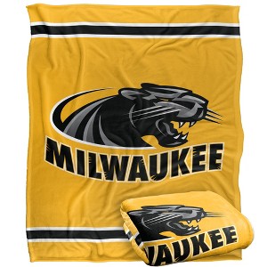 University Of Wisconsin Milwaukee Primary Logo Stripes Silky 50x60 Blanket, 1 Sided - 1 of 4