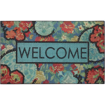 Mohawk 1'6"x2'6" 'Welcome' Ethereal Floral Doorscapes Mat: Outdoor Stain-Resistant Multicolor Bohemian Doormat