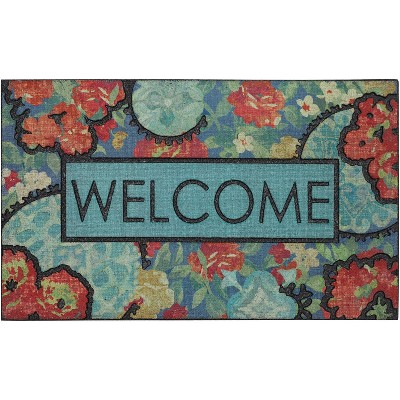 Stained Glass Florets Multicolored Recycled Rubber Welcome Doormat