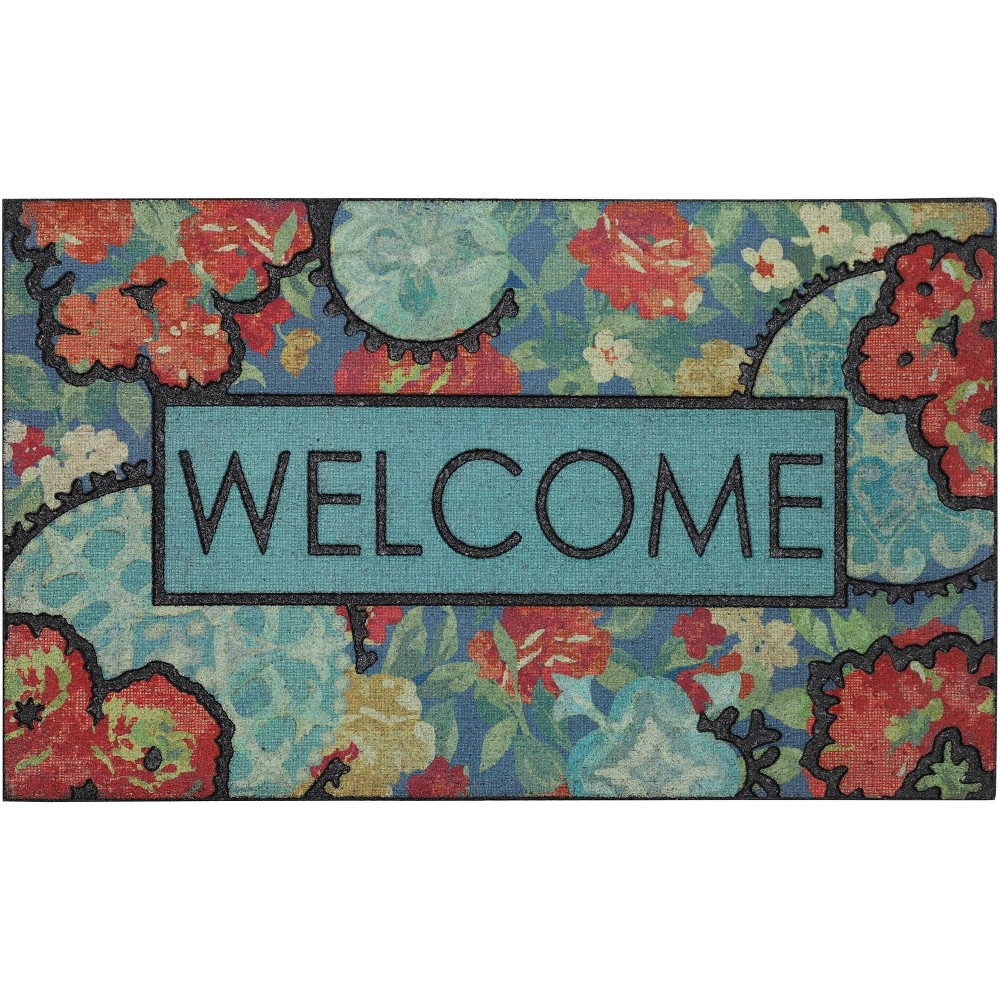 Photos - Doormat Mohawk 1'6"x2'6" 'Welcome' Ethereal Floral Doorscapes Mat  