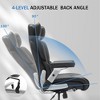 Kumasinova 500lbs Big & Tall Executive Office Chair with Adjustable Lumbar Support,Ergonomic Leather Chair with Flip-up Armrest for Home Office,Black - 3 of 4