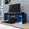 LED TV Stand For TVs Up To 55 Inches, Modern Entertainment Center With Down Flip Door, Glass Shelf And High Glossy Front Face, TV Console Tableg Room - 4 of 4
