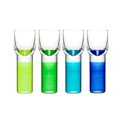 Sagaform Club Blue Green 1.4 Ounce Shot Glasses, Set of 4